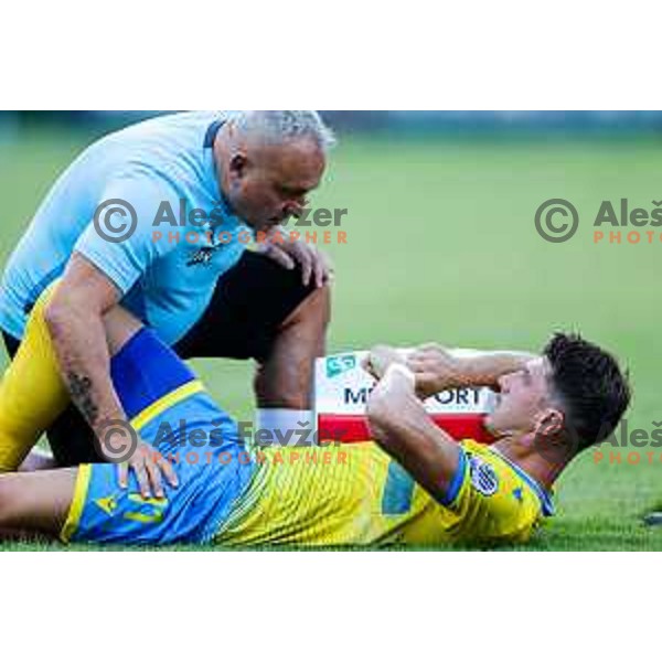 Deni Juric in action during Prva liga Telemach 2025/2026 football match between Koper and Mura at Bonifika Stadium in Koper, Slovenia on August 23, 2025 