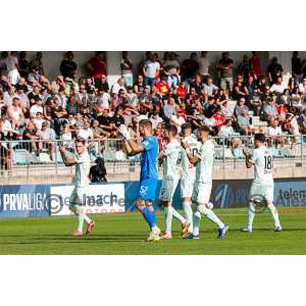 in action during Prva liga Telemach 2025/2026 football match between Primorje and Olimpija in Ajdovscina, Slovenia on August 24, 2025