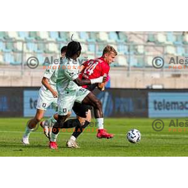 in action during Prva liga Telemach 2025/2026 football match between Primorje and Olimpija in Ajdovscina, Slovenia on August 24, 2025