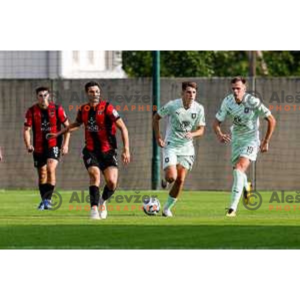 in action during Prva liga Telemach 2025/2026 football match between Primorje and Olimpija in Ajdovscina, Slovenia on August 24, 2025
