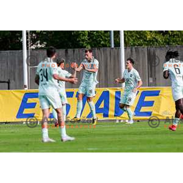 in action during Prva liga Telemach 2025/2026 football match between Primorje and Olimpija in Ajdovscina, Slovenia on August 24, 2025