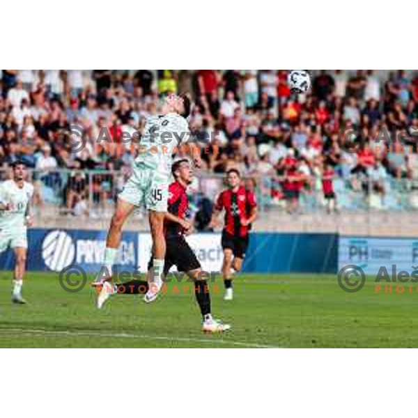 Matic Zavnik in action during Prva liga Telemach 2025/2026 football match between Primorje and Olimpija in Ajdovscina, Slovenia on August 24, 2025