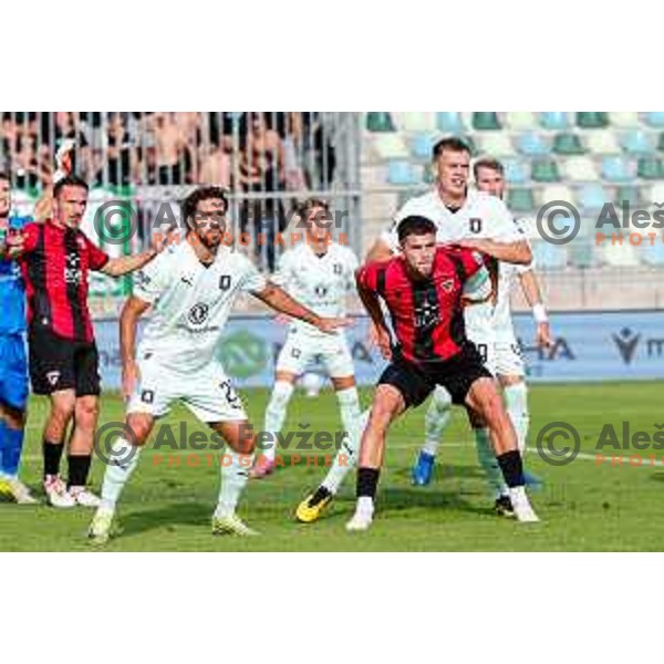 in action during Prva liga Telemach 2025/2026 football match between Primorje and Olimpija in Ajdovscina, Slovenia on August 24, 2025