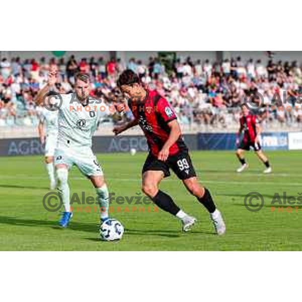 Haris Kadric in action during Prva liga Telemach 2025/2026 football match between Primorje and Olimpija in Ajdovscina, Slovenia on August 24, 2025