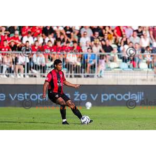 in action during Prva liga Telemach 2025/2026 football match between Primorje and Olimpija in Ajdovscina, Slovenia on August 24, 2025