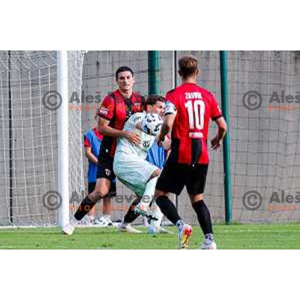 in action during Prva liga Telemach 2025/2026 football match between Primorje and Olimpija in Ajdovscina, Slovenia on August 24, 2025