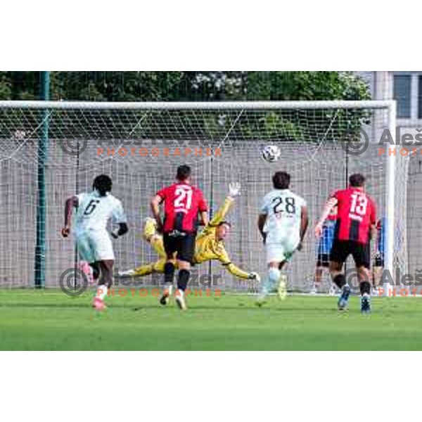 in action during Prva liga Telemach 2025/2026 football match between Primorje and Olimpija in Ajdovscina, Slovenia on August 24, 2025