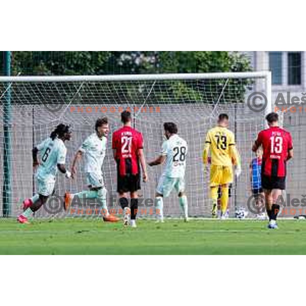 in action during Prva liga Telemach 2025/2026 football match between Primorje and Olimpija in Ajdovscina, Slovenia on August 24, 2025