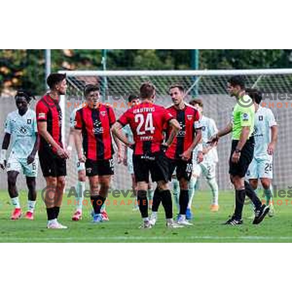 in action during Prva liga Telemach 2025/2026 football match between Primorje and Olimpija in Ajdovscina, Slovenia on August 24, 2025