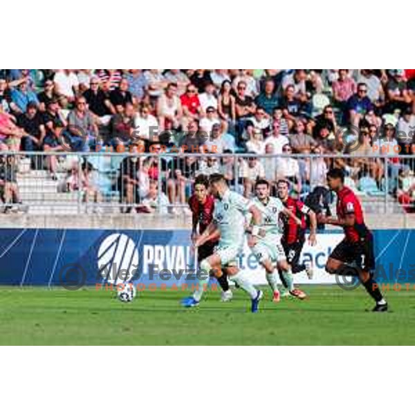 in action during Prva liga Telemach 2025/2026 football match between Primorje and Olimpija in Ajdovscina, Slovenia on August 24, 2025