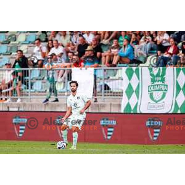 Roger Andretty celebrates a goal during Prva liga Telemach 2025/2026 football match between Primorje and Olimpija in Ajdovscina, Slovenia on August 24, 2025