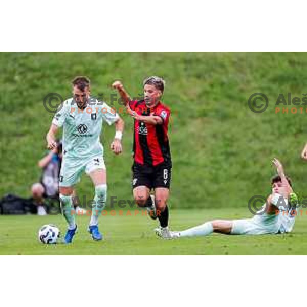 Roger Andretty celebrates a goal during Prva liga Telemach 2025/2026 football match between Primorje and Olimpija in Ajdovscina, Slovenia on August 24, 2025