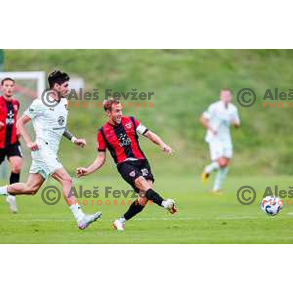 Matic Zavnik in action during Prva liga Telemach 2025/2026 football match between Primorje and Olimpija in Ajdovscina, Slovenia on August 24, 2025