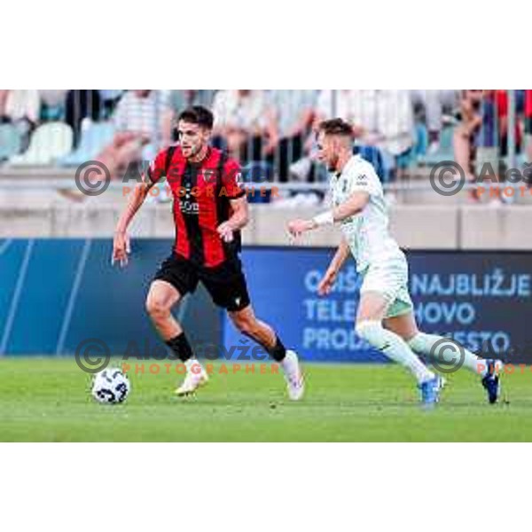 Roger Andretty celebrates a goal during Prva liga Telemach 2025/2026 football match between Primorje and Olimpija in Ajdovscina, Slovenia on August 24, 2025