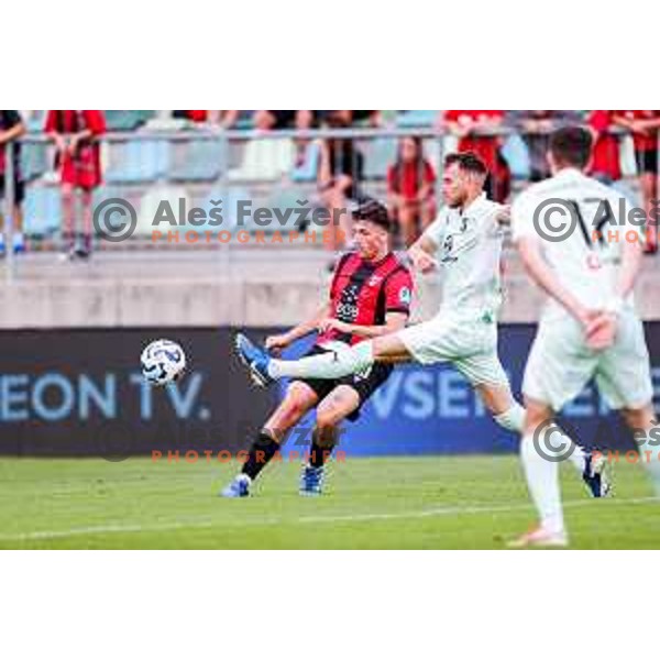 Roger Andretty celebrates a goal during Prva liga Telemach 2025/2026 football match between Primorje and Olimpija in Ajdovscina, Slovenia on August 24, 2025