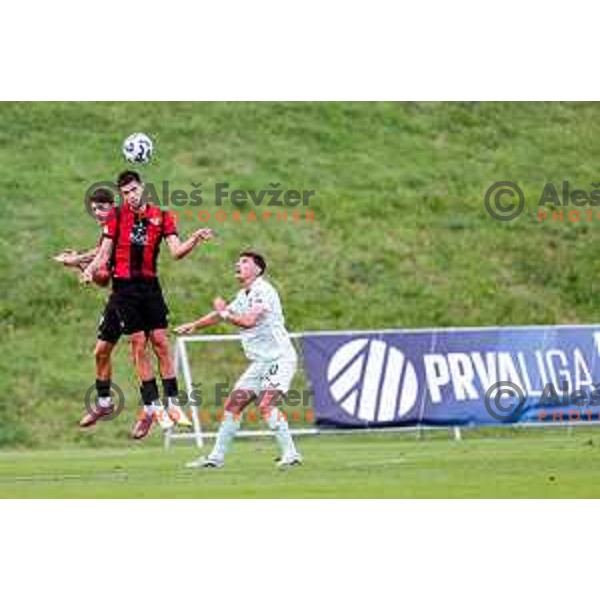 Roger Andretty celebrates a goal during Prva liga Telemach 2025/2026 football match between Primorje and Olimpija in Ajdovscina, Slovenia on August 24, 2025