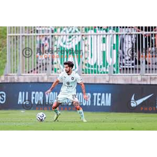 Roger Andretty celebrates a goal during Prva liga Telemach 2025/2026 football match between Primorje and Olimpija in Ajdovscina, Slovenia on August 24, 2025