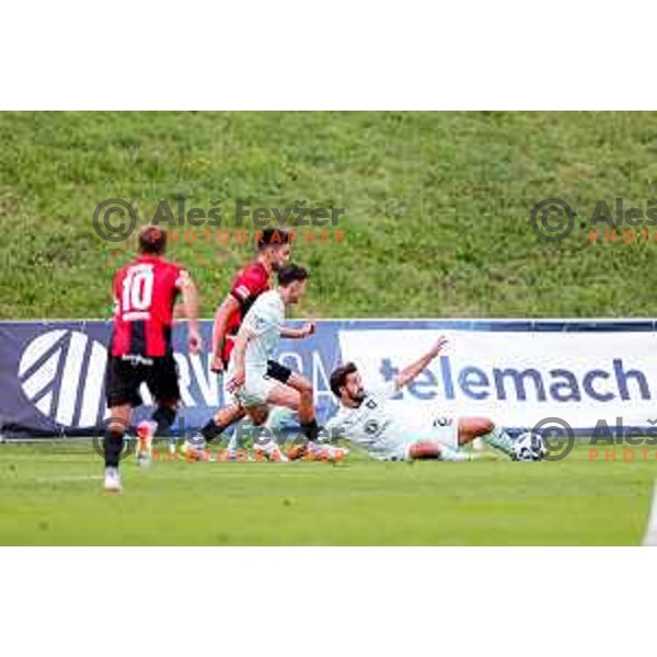 Roger Andretty celebrates a goal during Prva liga Telemach 2025/2026 football match between Primorje and Olimpija in Ajdovscina, Slovenia on August 24, 2025