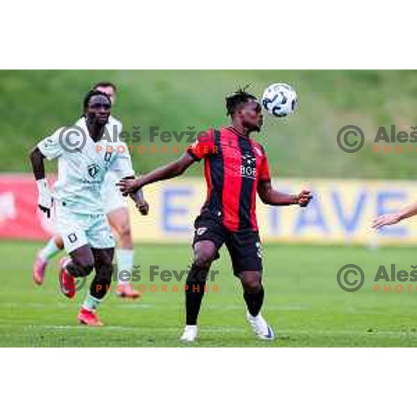Roger Andretty celebrates a goal during Prva liga Telemach 2025/2026 football match between Primorje and Olimpija in Ajdovscina, Slovenia on August 24, 2025