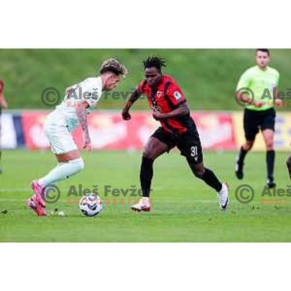 Roger Andretty celebrates a goal during Prva liga Telemach 2025/2026 football match between Primorje and Olimpija in Ajdovscina, Slovenia on August 24, 2025