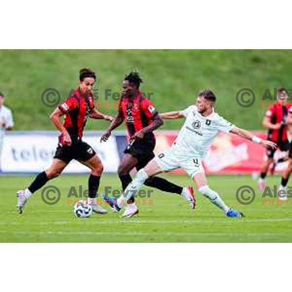 Roger Andretty celebrates a goal during Prva liga Telemach 2025/2026 football match between Primorje and Olimpija in Ajdovscina, Slovenia on August 24, 2025
