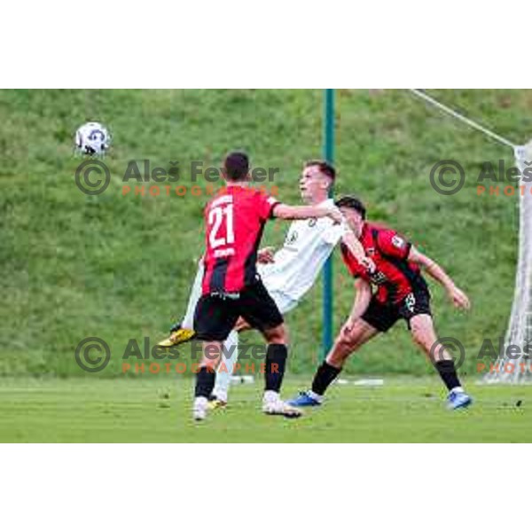 Roger Andretty celebrates a goal during Prva liga Telemach 2025/2026 football match between Primorje and Olimpija in Ajdovscina, Slovenia on August 24, 2025
