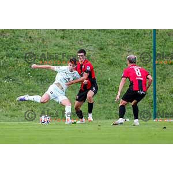 Roger Andretty celebrates a goal during Prva liga Telemach 2025/2026 football match between Primorje and Olimpija in Ajdovscina, Slovenia on August 24, 2025