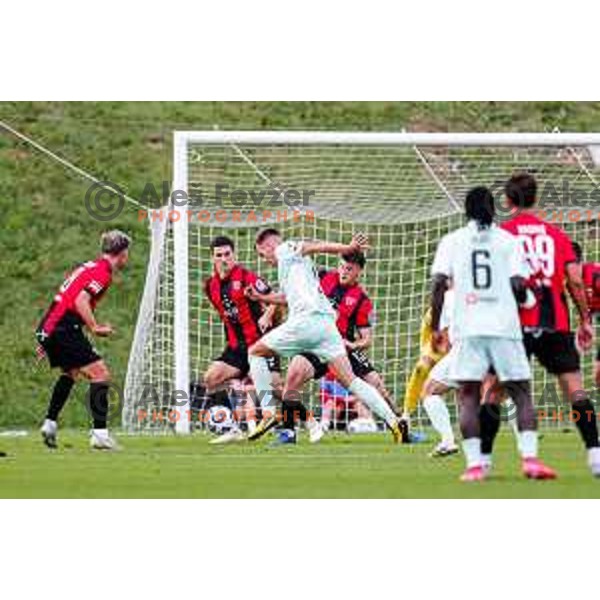 Roger Andretty celebrates a goal during Prva liga Telemach 2025/2026 football match between Primorje and Olimpija in Ajdovscina, Slovenia on August 24, 2025