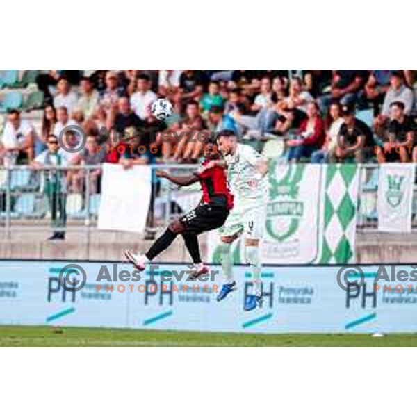 Roger Andretty celebrates a goal during Prva liga Telemach 2025/2026 football match between Primorje and Olimpija in Ajdovscina, Slovenia on August 24, 2025
