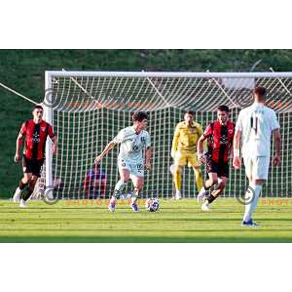 Roger Andretty celebrates a goal during Prva liga Telemach 2025/2026 football match between Primorje and Olimpija in Ajdovscina, Slovenia on August 24, 2025