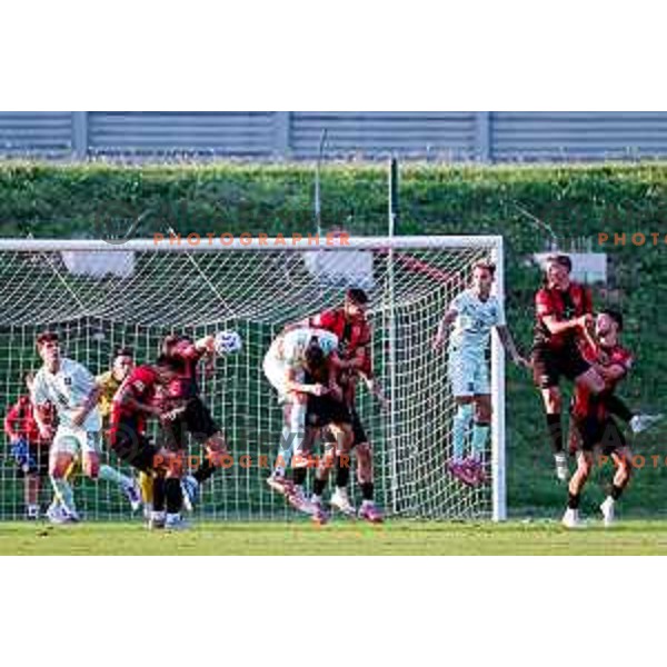 Roger Andretty celebrates a goal during Prva liga Telemach 2025/2026 football match between Primorje and Olimpija in Ajdovscina, Slovenia on August 24, 2025