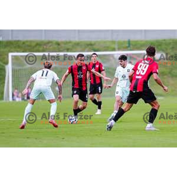 Roger Andretty celebrates a goal during Prva liga Telemach 2025/2026 football match between Primorje and Olimpija in Ajdovscina, Slovenia on August 24, 2025