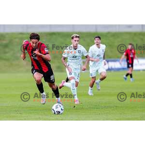 Roger Andretty celebrates a goal during Prva liga Telemach 2025/2026 football match between Primorje and Olimpija in Ajdovscina, Slovenia on August 24, 2025