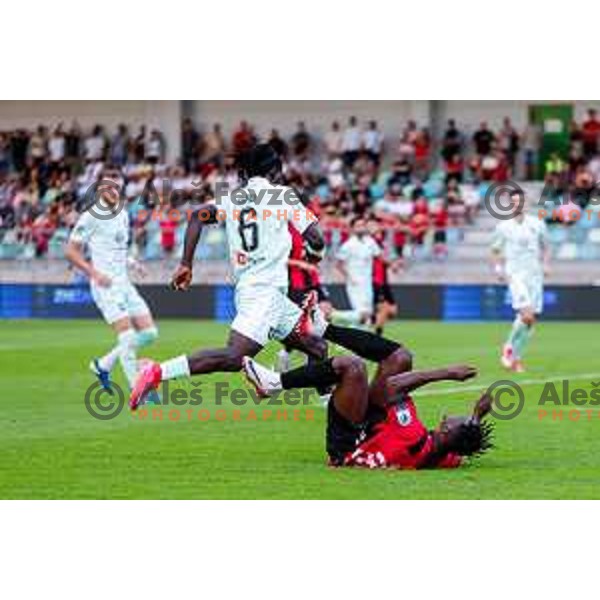 Roger Andretty celebrates a goal during Prva liga Telemach 2025/2026 football match between Primorje and Olimpija in Ajdovscina, Slovenia on August 24, 2025