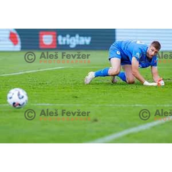 Roger Andretty celebrates a goal during Prva liga Telemach 2025/2026 football match between Primorje and Olimpija in Ajdovscina, Slovenia on August 24, 2025