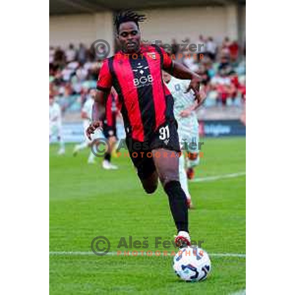 Roger Andretty celebrates a goal during Prva liga Telemach 2025/2026 football match between Primorje and Olimpija in Ajdovscina, Slovenia on August 24, 2025