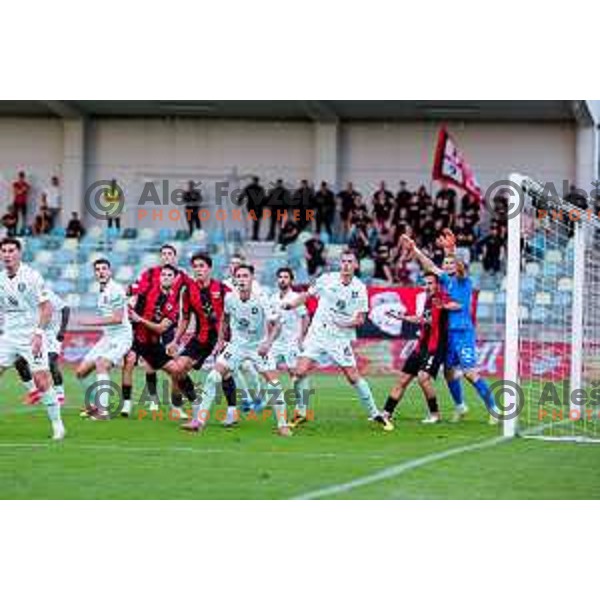 Roger Andretty celebrates a goal during Prva liga Telemach 2025/2026 football match between Primorje and Olimpija in Ajdovscina, Slovenia on August 24, 2025