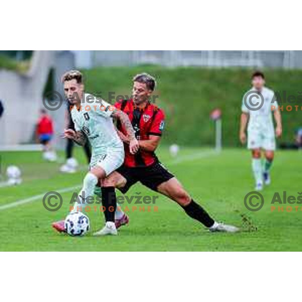 Roger Andretty celebrates a goal during Prva liga Telemach 2025/2026 football match between Primorje and Olimpija in Ajdovscina, Slovenia on August 24, 2025