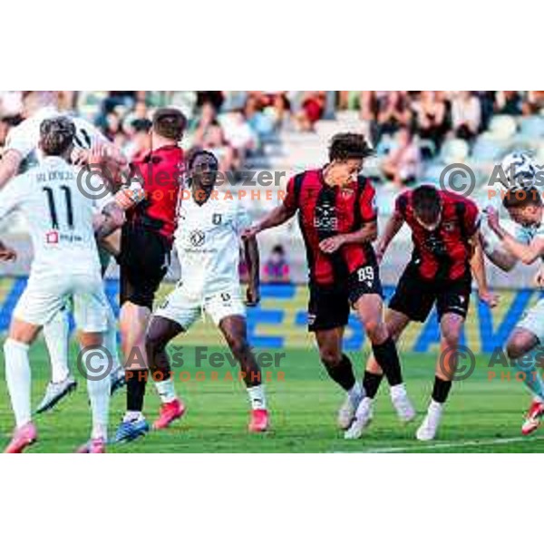 Haris Kadric in action during Prva liga Telemach 2025/2026 football match between Primorje and Olimpija in Ajdovscina, Slovenia on August 24, 2025