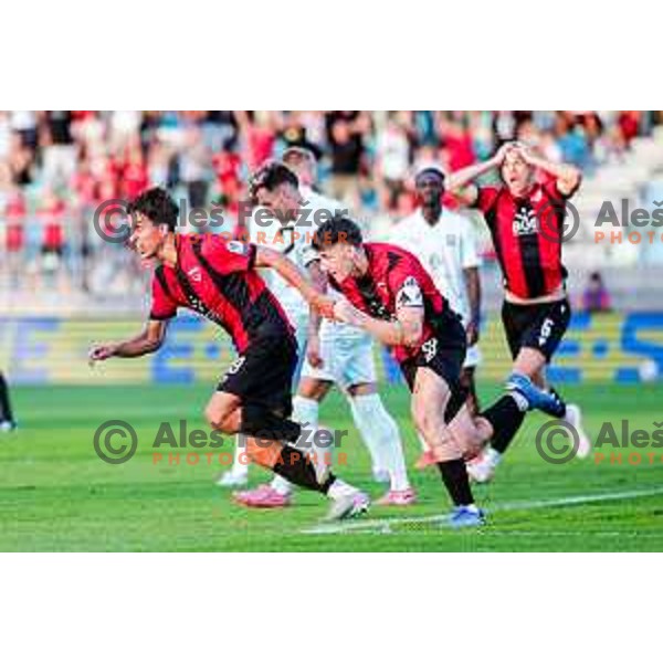 Roger Andretty celebrates a goal during Prva liga Telemach 2025/2026 football match between Primorje and Olimpija in Ajdovscina, Slovenia on August 24, 2025