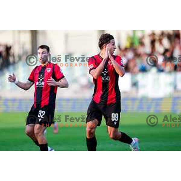 Haris Kadric in action during Prva liga Telemach 2025/2026 football match between Primorje and Olimpija in Ajdovscina, Slovenia on August 24, 2025