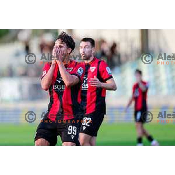 Haris Kadric in action during Prva liga Telemach 2025/2026 football match between Primorje and Olimpija in Ajdovscina, Slovenia on August 24, 2025