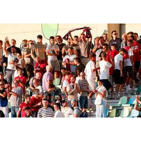 Roger Andretty celebrates a goal during Prva liga Telemach 2025/2026 football match between Primorje and Olimpija in Ajdovscina, Slovenia on August 24, 2025