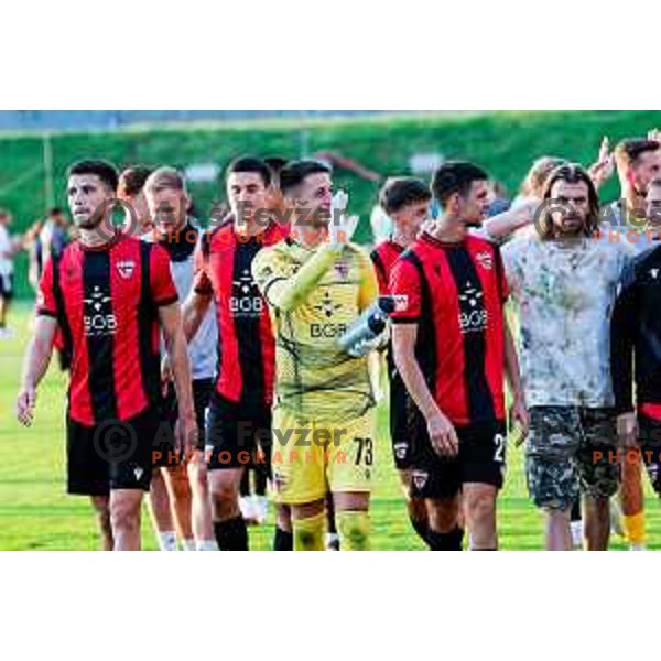 Roger Andretty celebrates a goal during Prva liga Telemach 2025/2026 football match between Primorje and Olimpija in Ajdovscina, Slovenia on August 24, 2025