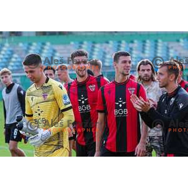 Roger Andretty celebrates a goal during Prva liga Telemach 2025/2026 football match between Primorje and Olimpija in Ajdovscina, Slovenia on August 24, 2025