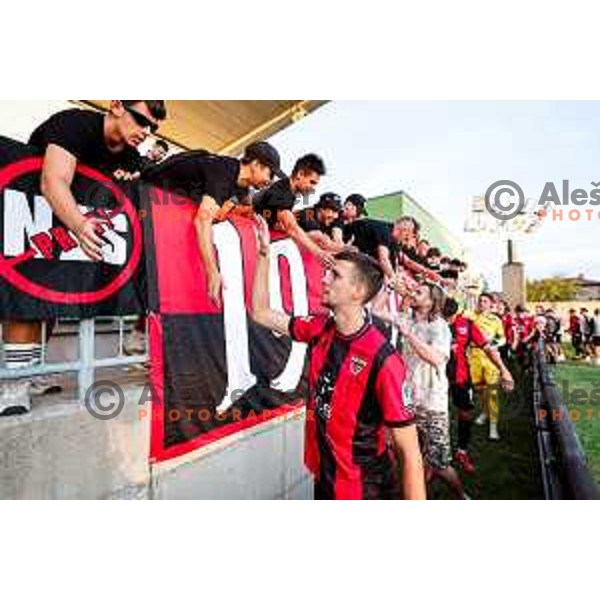 Roger Andretty celebrates a goal during Prva liga Telemach 2025/2026 football match between Primorje and Olimpija in Ajdovscina, Slovenia on August 24, 2025