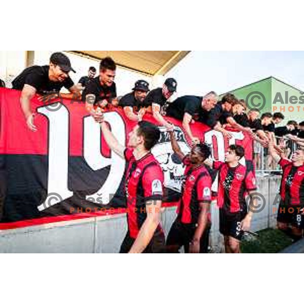 Roger Andretty celebrates a goal during Prva liga Telemach 2025/2026 football match between Primorje and Olimpija in Ajdovscina, Slovenia on August 24, 2025