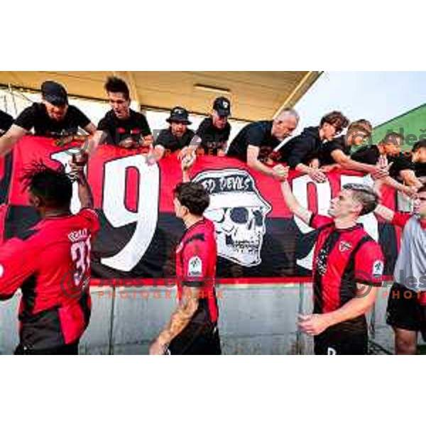 Roger Andretty celebrates a goal during Prva liga Telemach 2025/2026 football match between Primorje and Olimpija in Ajdovscina, Slovenia on August 24, 2025
