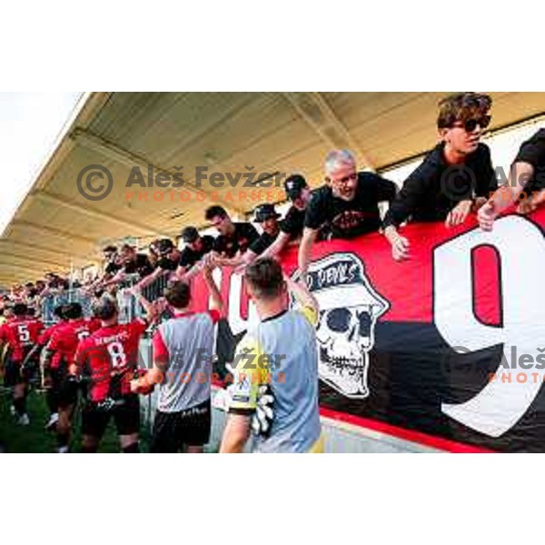 Roger Andretty celebrates a goal during Prva liga Telemach 2025/2026 football match between Primorje and Olimpija in Ajdovscina, Slovenia on August 24, 2025