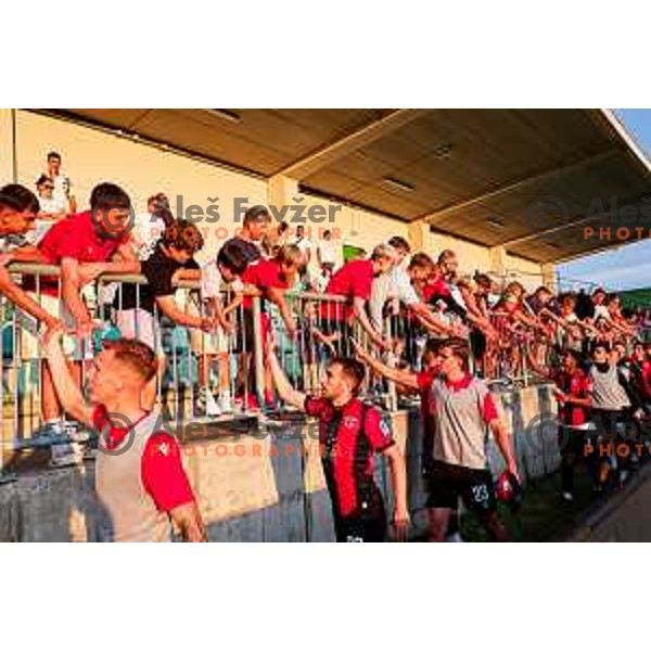 Roger Andretty celebrates a goal during Prva liga Telemach 2025/2026 football match between Primorje and Olimpija in Ajdovscina, Slovenia on August 24, 2025